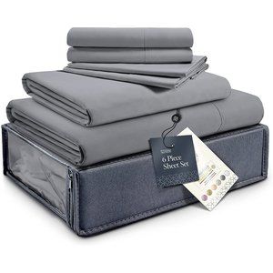 New King Size Bed Sheets Set - Silky Soft Full Sheet Set - Luxury 6 Piece Bed Sh
